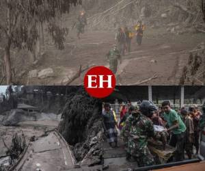 Deambulando entre el barro y la ceniza gris, los habitantes de los pueblos situados al pie del volcán Semeru, en Indonesia, intentaban este domingo recuperar los escasos bienes que les han quedado tras la erupción.Un ambiente de completa desolación y destrucción fue lo que dejó la erupción del volcán, el cual arrasó con todo lo que estaba a su paso. Fotos: AFP