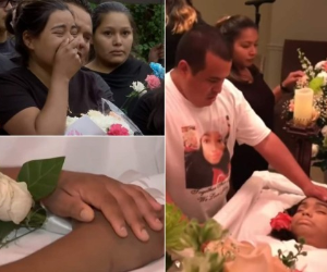La hondureña Heydi Gámez fue enterrada el martes en un cementerio de Bayside, Nueva York, Estados Unidos, cuatro días después de que su padre Manuel Gámez decidiera desconectarla. Las imágenes muestran el dolor de su familia en el último adiós. Foto: Captura video Primer Impacto.