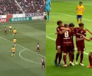 Iniesta volvió a marcar en Japón. Foto captura/VisselKobe