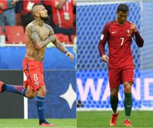 Arturo Vidal y Cristiano Ronaldo, dos estrellas que se verán la cara en semifinales de la Confederaciones. (Fotos: AFP)