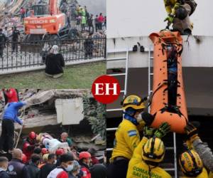Helicópteros, ambulancias y cientos de rescatistas iniciaron este viernes la búsqueda de personas atrapadas en los edificios colapsados debido al fuerte terremoto que sacudió Turquía y parte de Grecia. Estas imágenes retratan la angustia en la zona cero. Fotos: AFP.