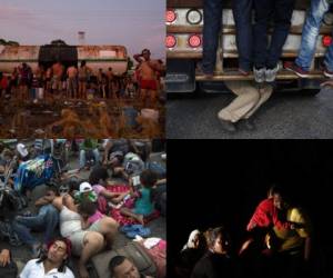 Durmiendo sobre la carretera, subidos en un camión o bañándose en plena calle, así viven los hondureños de la caravana migrante la segunda semana de camino en busca del sueño americano. (Fotos: AP)