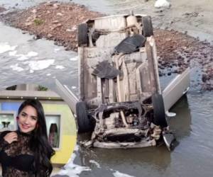 Así quedó el auto de la presentadora Wendy Membreño tras sufrir supuesta falla mecánica. Foto: Cortesía.