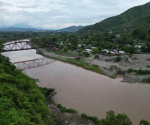 Imagen aérea tomada en la zona norte de Honduras tras las lluvias.
