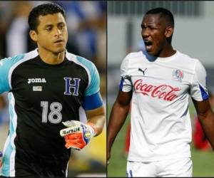 El arquero de la Selección Nacional, Noel Valladares y el delantero del Olimpia, Romell Quioto.