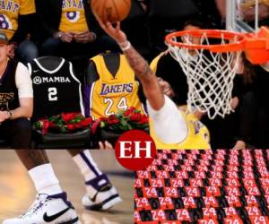 El equipo de Kobe Bryant rindió un sentido homenaje al número 24. A seis días de su muerte la plantilla de Los Ángeles cantó, lloró y jugó en nombre de 'Black Mamba'. Estos fueron los mejores momentos. Fotos: AP / AFP.