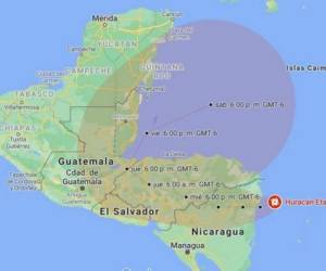 Este mapa de Google muestra la ruta prevista para el huracán Eta.