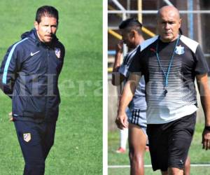 Diego Pablo Simeone, entrenador argentino del Atlético de Madrid. Wilmer Enrique Cruz, entrenador hondureño del Honduras de El Progreso. Fotos: Grupo OPSA.