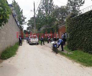 Miembros de la Policía Nacional llegaron al lugar tras recibir la denuncia sobre el artefacto. Foto: Estalin Irías/EL HERALDO.