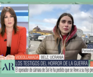 Sol Macaluso es la reportera que se encuentra en Ucrania y a quien su camarógrafo le pidió que cuidará de su hija.
