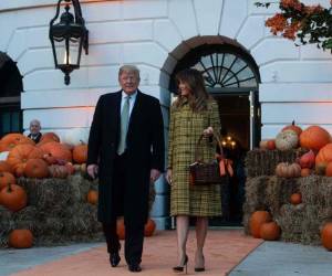 Melania no quiso desaprovechar la oportunidad de mostrar uno de sus looks más elegantes. Foto AFP