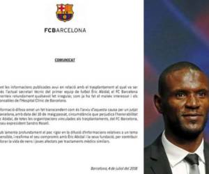 Comunicado del FC Barcelona sobre Éric Abidal. Foto AFP| Twitter
