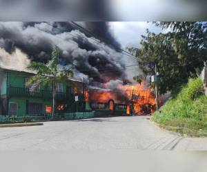 Las grandes llamas consumieron los negocios a cenizas.