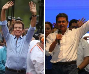 El candidato presidencial por la Alianza de Oposición Salvador Nasralla y el candidato por el Partido Nacional Juan Orlando Hernández, quien busca la reelección.
