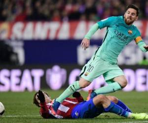 Lío Messi en acción en la ida que ganó el Barça en el Vicente Calderón.