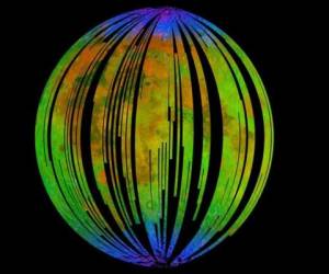 Las áreas azules en esta imagen compuesta del Moon Mineralogy Mapper (M3) a bordo del orbitador Chandrayaan-1 de la Organización de Investigación Espacial de la India muestran agua concentrada en los polos de la Luna. En busca de los espectros de las rocas allí, el investigador encontró signos de hematita, una forma de óxido. Foto: ISRO/NASA/JPL-Caltech/Brown University/USGS