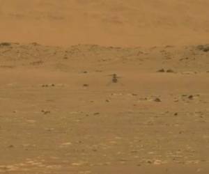 Un video grabado por el rover Perseverance, el todoterreno compañero de Ingenuity en esta misión de la NASA ha Marte, ha podido mostrar al dron en acción. Foto: Nasa.