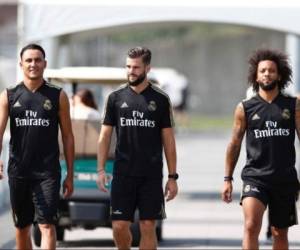 Keylor Navas subió esta fotografía junto al español Nacho y el brasileño Marcelo en la pretemporada de Real Madrid. Foto: Cortesía Twitter @NavasKeylor.