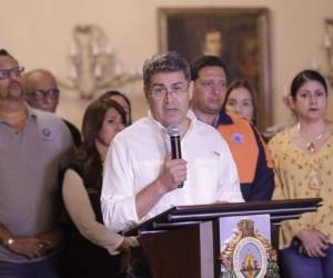 Juan Orlando Hernández, presidente de Honduras, durante conferencia de prensa.