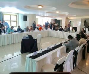 El encuentro se desarrolla en un hotel capitalino donde están representantes de transporte urbano, interurbano, taxis, mototaxis y transporte de carga, así como los comisionados del Instituto Hondureño de Transporte Terrestres (IHTT). Foto Cortesía