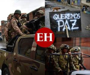 Este martes las calles de Bolivia amanecieron llenas de militares quienes tratan de regresar el orden después que el presidente Evo Morales renunciara a la presidencia del país sudamericano. Durante toda la noche se pudo ver por las calles patrullas conjuntas de militares y policías que eran saludados por algunos vecinos que los aplaudían y gritaban '¡Gracias!'. Foto: Agencia AFP.