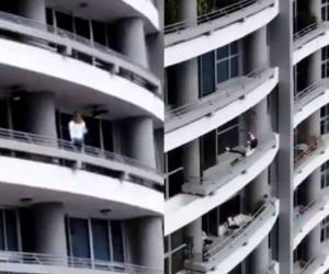 Las imágenes de la joven cayendo al precipicio circulan en las redes sociales. Foto captura de pantalla