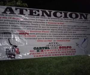 El Cártel del Golfo colgó pancartas para anunciar la tregua. Foto: Cortesía.