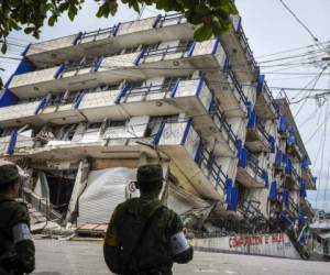 Este hotel en Oaxaca, México, cedió casi por completo durante el terremoto de 8,2 que azotó México la noche del jueves 7 de septiembre. Foto: AFP