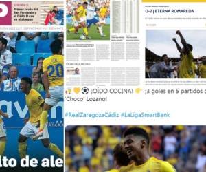 El hondureño Choco Lozano retomó la senda del gol con su nuevo equipo el Cádiz. Los medios deportivos de España destacan la buena actuación del catracho.