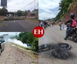 Los manifestantes colocaron llantas prendidas, piedras y ramas para evitar el paso de vehículos livianos y pesados en varios puntos de la capital. Fotos Alex Pérez| Ricardo Sánchez| EL HERALDO