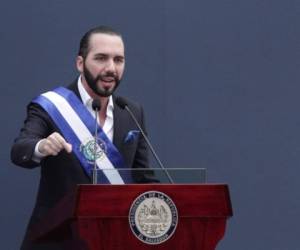 El nuevo presidente de El Salvador, Nayib Bukele, pronuncia su discurso inaugural en la Plaza Barrios de San Salvador, el sÃ¡bado 1 de junio de 2019. (AP Foto/Salvador Melendez)
