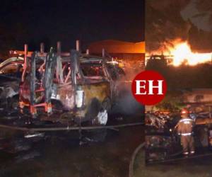 Varios vehículos al servicio de la Empresa Energía Honduras fueron incendiados la noche de este jueves en San Pedro Sula, Cortés, norte de Honduras.
