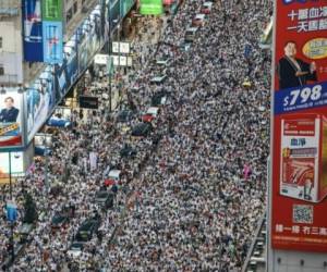 Las manifestaciones en Hong Kong cumplen cien días. En una protesta se reunieron más de un millón de personas. Foto: AFP.