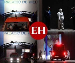 Debido a la gran cantidad de muertos que deja el coronavirus, la ciudad de Madrid, España, comenzó a utilizar las instalaciones del Palacio de Hielo como morgue. Fotos: Agencia AFP.