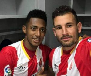 El Choco Lozano junto a Cristhian Stuani, ambos jugadores del Girona. Foto: Instagram