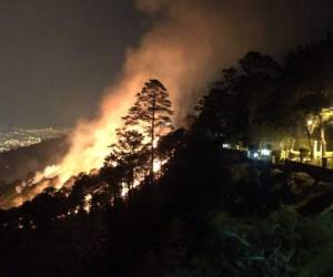 Avanzada la noche del miércoles, las llamas amenazaban varias residencias de El Hatillo Foto: Haidy Carrasco / El Heraldo.