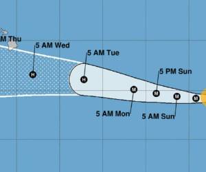 La trayectoria pronosticada de Héctor lo llevaría hacia el sur de Hawai para mediados de la semana.