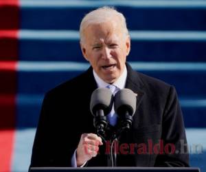 Momento en el que Joe Biden proclamaba su primer discurso como el 46to presidente de Estados Unidos. AP.