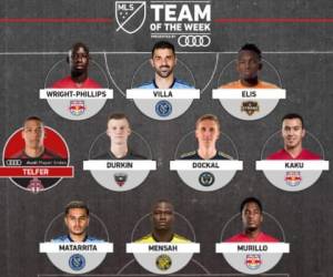 Después de haber marcado dos goles al Chicago Fire, el Catracho fue merecedor de figurar en el once ideal junto a otros grandes como David Villa y Wright Phillips. Foto de @futbolMLS en Twitter