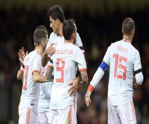 Paco Alcácer condujo la victoria de España ante Gales en el Principality Stadium de Cardiff. Foto/AFP