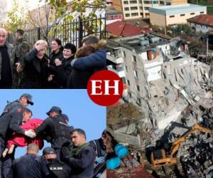 Los equipos de rescate usaron excavadoras para dar con los sobrevivientes atrapados en edificios de apartamentos que se vinieron abajo por un potente sismo que remeció Albania la madrugada de este martes y que dejó al menos 16 muertos y más de 600 heridos. Fotos: AP / AFP.