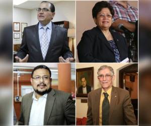 Alberto Solórzano, Vilma Morales, Omar Rivera y German Leitzelar, miembros de la Comisión Especial para el Proceso de Depuración y Transformación de la Policía Nacional.