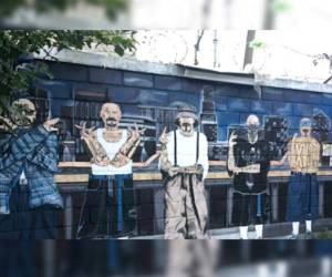 Un grafiti en el módulo Escorpión de la cárcel de Támara, espacio ocupado por los pandilleros de la 18 antes de ser trasladados a la nueva prisión de El Pozo II, también conocida como La Tolva.