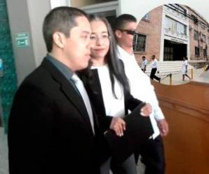 Momento en que Fernández y Castellanos llegaban al Ministerio Público a interponer la denuncia.
