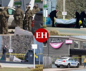Un hombre armado de 51 años mató al menos a 16 personas, incluyendo a una policía, en Nueva Escocia, Canadá, antes de ser encontrado muerto el domingo tras horas de persecución, en la peor matanza de este tipo jamás ocurrida en el país. Fotos: Agencias AFP| AP.