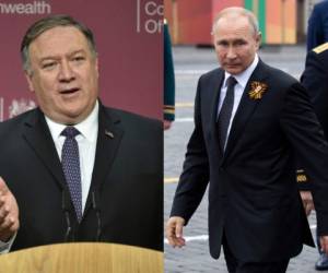 En esta composición aparecen Mike Pompeo, a la izquierda, y el presidente de Rusia Vladimir Putin a la derecha. Ambos funcionarios tendrán una reunión el próximo martes.