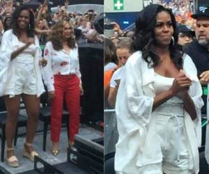 El atuendo de Michelle llamo mucho la atención por su estilo relajado y desenfadado, muy poco usual en una ex primera dama. Sin embargo, lucía hermosa. Fotos: Twitter.