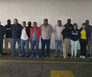 Marla Ramona Nájera Rubí, Nixon Yadir Manzanares Murillo, Dina Heredia Fúnez Lisser, Johny Hilson Varela Santos, Yuri Stefany Rivera Hernández, Enwis Yamil Varela Santos, Efraín de Jesús Maradiaga Turcios, Celi Asmery Pasos Galo y José Ignacio Maradiaga López son los nueve detenidos. Fotos Ministerio Público