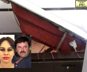La bañera que se suspendía para dar acceso al túnel por donde se escaparon El Chapo y su amante en febrero de 2014, días antes de su captura. (Fotos: AP)