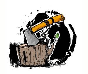 “El leñador finalmente entró al bosque y empezó a llorar, estaba aterrado por lo que podía suceder y no podía regresar”.